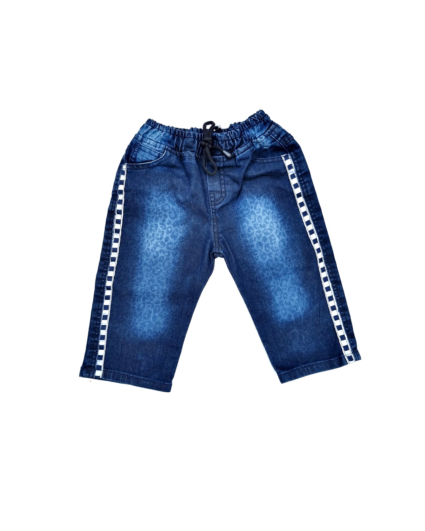 Blue Denim Printed Shorts
